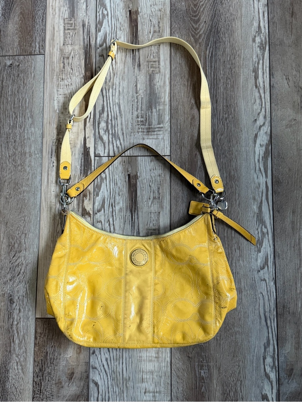 Coach Yellow Patent Leather Shoulder Bag